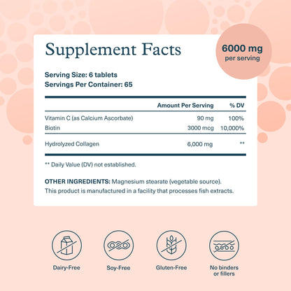 Youtheory Collagen + Biotin - Advanced Collagen Supplement - with Hydrolyzed Peptides, Vitamin C & Vitamin B - Supports Hair Growth, Nail Health & Skin - 390 Tablets Youtheory buy supplements Au