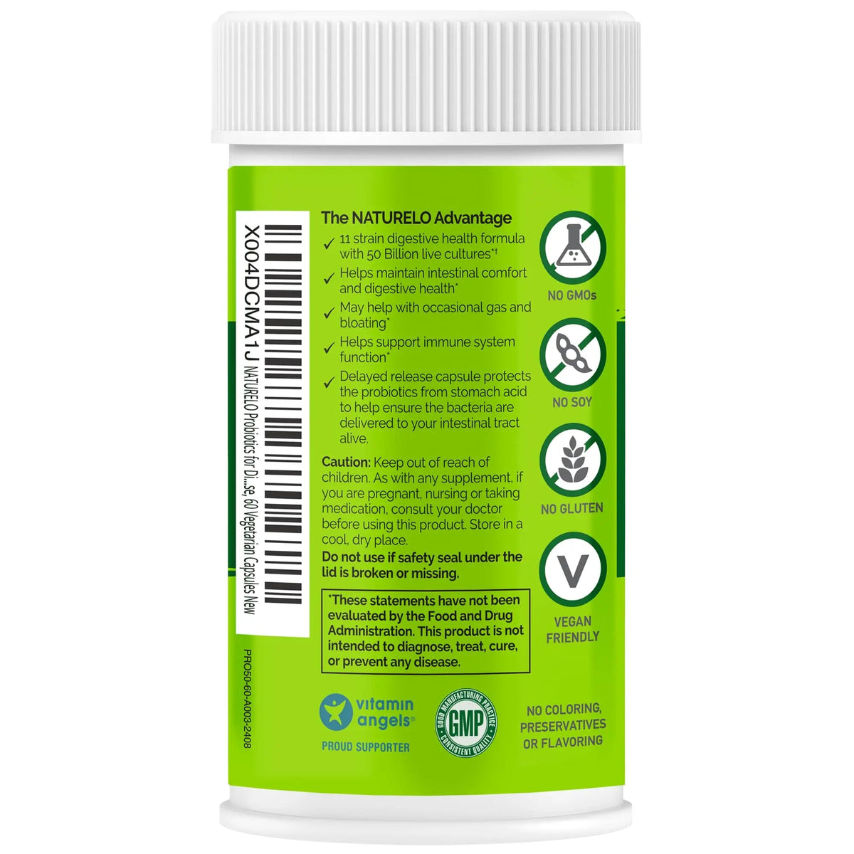 NATURELO Probiotics for Digestive Health, 50 Billion CFU, 60 Vegetarian Capsules, 11 Strains, Daily Use Supplement, Delayed Release, No-Fridge, Boosts Immune System, Probiotics for Women & Men NATURELOBuy Supplements Australia