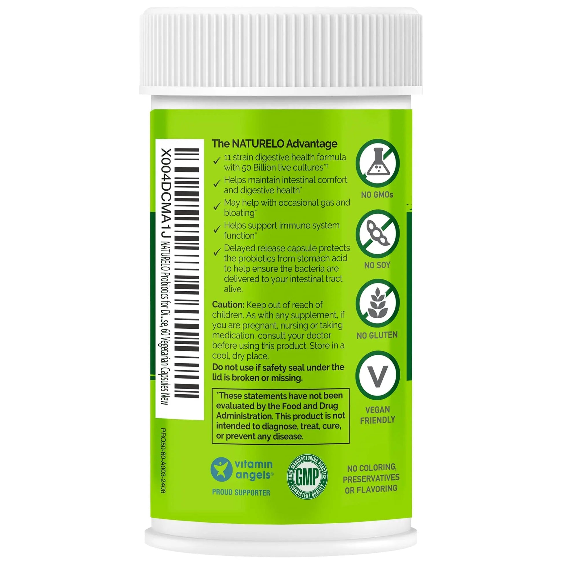 NATURELO Probiotics for Digestive Health, 50 Billion CFU, 60 Vegetarian Capsules, 11 Strains, Daily Use Supplement, Delayed Release, No-Fridge, Boosts Immune System, Probiotics for Women & Men NATURELOBuy Supplements Australia