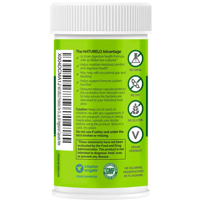 NATURELO Probiotics for Digestive Health, 50 Billion CFU, 60 Vegetarian Capsules, 11 Strains, Daily Use Supplement, Delayed Release, No-Fridge, Boosts Immune System, Probiotics for Women & Men NATURELOBuy Supplements Australia