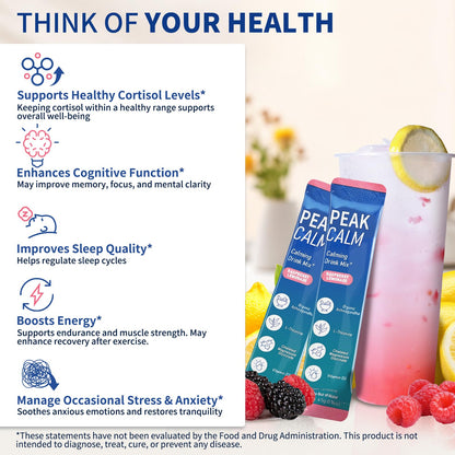 40 Count Super Cortisol Calm Drink with Magnesium Glycinate, Ashwagandha, L-Theanine & Vitamin D3 |Magnesium glycinate Powder for Relaxation, Focus & Sleep Support | Raspberry Lemonade | No Sugar OLELONBuy Supplements Australia