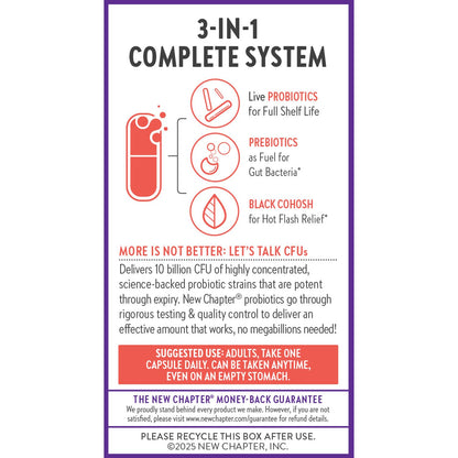 New Chapter All-Flora Probiotic Menopause Balance, Ultra-Concentrated Probiotics for Women with Black Cohosh for Menopause Hot Flashes, 100% Vegan, 30 Vegan Capsules New ChapterBuy Supplements Australia