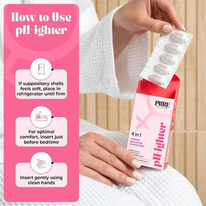 PURE WOMAN - pH-ighter Vaginal Boric Acid Suppositories for Women - Hyaluronic Acid - 4 in 1 Vaginal Suppositories for Discomfort, Dryness, Odor & pH Balance- Full Vaginal Health Care - 5pk PURE WOMANBuy Supplements Australia
