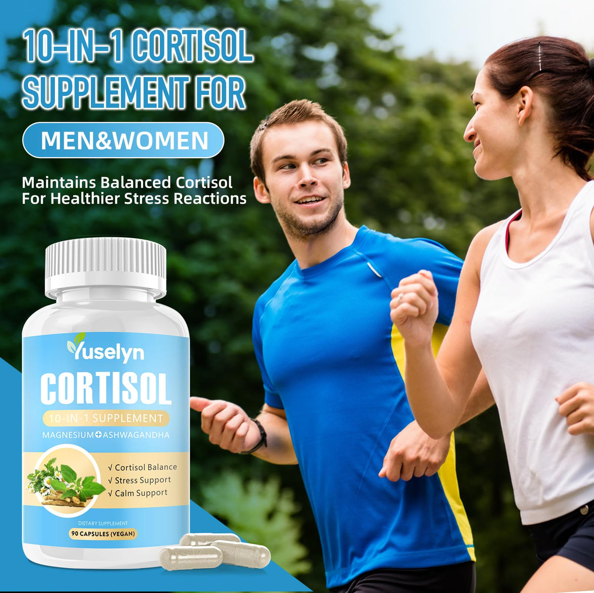 Yuselyn Cortisol Supplements for Women & Men, 10-in-1 Cortisol Detox Manager - High Cortisol Lowering Supplements with Magnesium, Ashwagandha & L-Theanine for Balanced Calm & Stress Relief YuselynBuy Supplements Australia