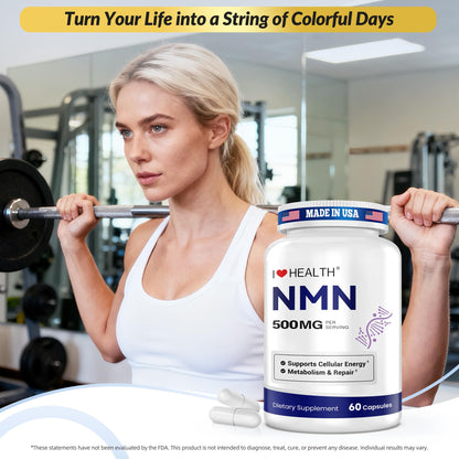 NMN 500MG Per Capsule – High Purity 99.9% NMN, NAD+ Support for Cellular Energy & Healthy Aging, 60 Capsules, Third-Party Tested, cGMP Made in USA I LOVE HEALTHBuy Supplements Australia