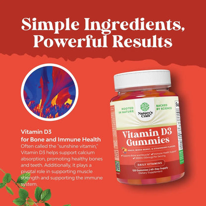 Bundle of Potent Daily Multivitamin Gummies - Wellness Blend of Vitamin D A C E B12 Zinc & Biotin for Energy & Immunity and Vitamin D3 Gummies Natures CraftBuy Supplements Australia