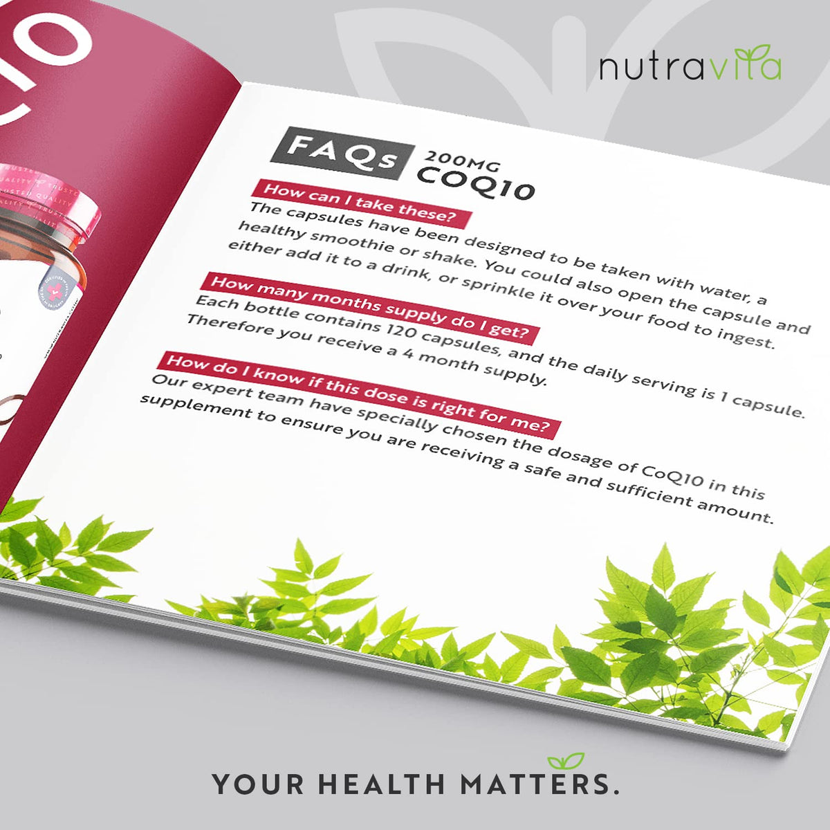 CoQ10 200mg - 120 Vegan Capsules of High Strength Co Enzyme Q10 (4 Months Supply) NutravitaBuy Supplements Australia