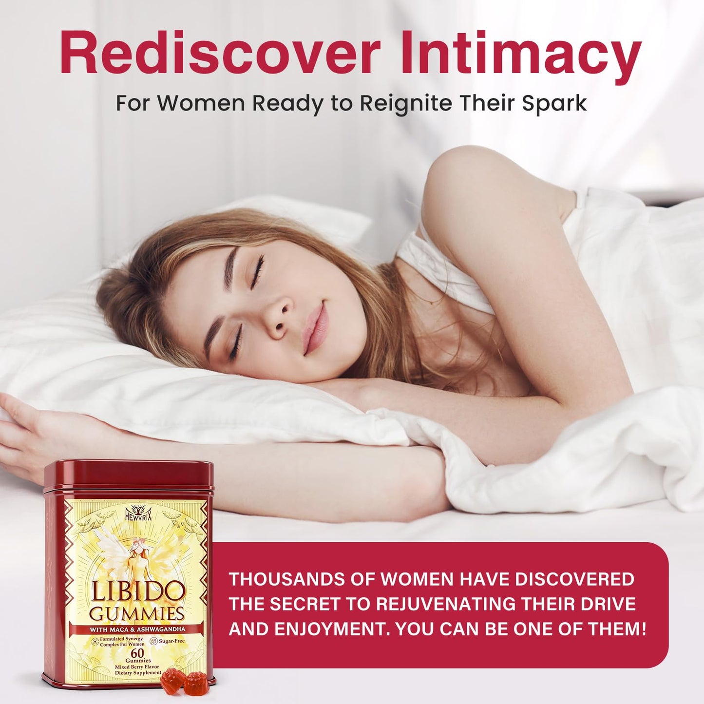 Libido Booster for Women with 1500mg Maca & 1000mg Ashwagandha, Vitamin D & B6, for Energy, Mood - Strongest Female Libido Booster + Hormone Balance for Women Cortisol Reducer | 0 Sugar, 60 Gummies HewvrixBuy Supplements Australia