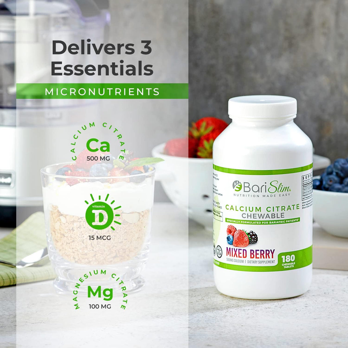 BariSlim Bariatric Calcium Citrate & Advanced Chewable Bariatric Multivitamin with Iron - Bariatric Vitamin and Supplement for Post Bariatric Surgery Including Gastric Bypass and Gastric Sleeve BariSlim buy supplements Au