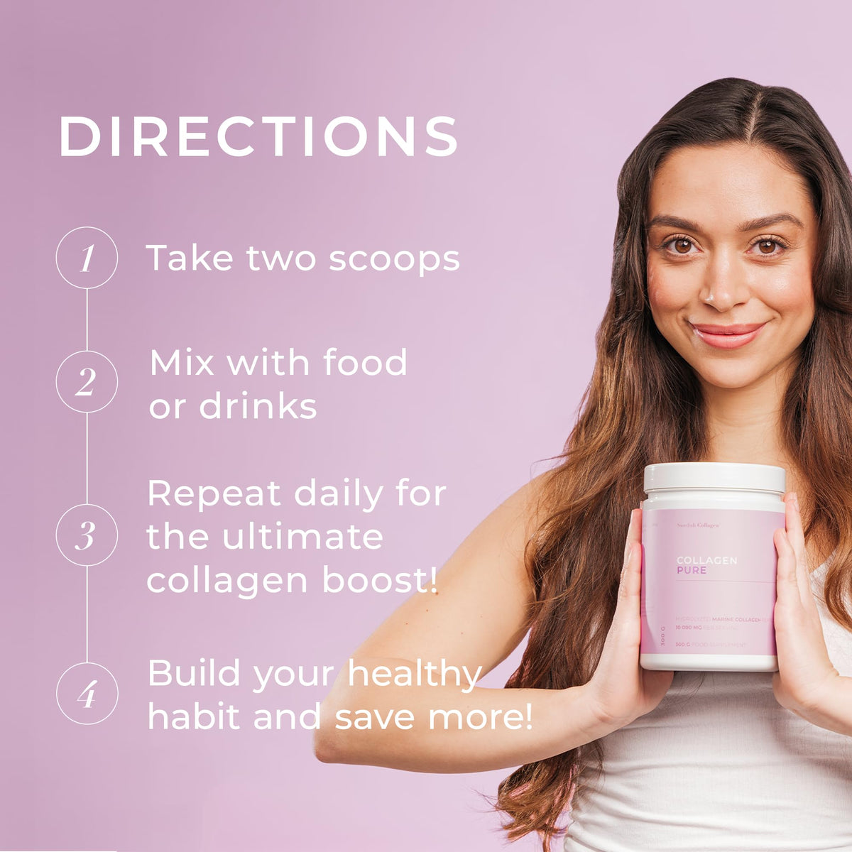 Swedish Collagen - Hydrolyzed Marine Collagen 10,000 mg Powder Supplement - Pack of 300 g, 30 Day Supply | Pure Peptide for Healthy Hair, Skin, Nails & Joints I 100% Natural & Gluten Free | Sugar-Free Swedish Collagen buy supplements Au