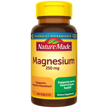 Nature Made Magnesium Oxide 250 mg, Magnesium Supplements for Men and Women, Support for Muscle, Heart, Bone and Nerve Health, 100 Tablets, 100 Day Supply Nature MadeBuy Supplements Australia