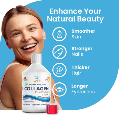 Marine Liquid Collagen 10000mg 500 ml I Pure Hydrolyzed Collagen Peptides Swedish NutraBuy Supplements Australia