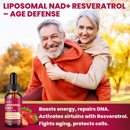 Liposomal NAD Supplement - 1200mg NAD+ Liquid Drops for Women & Men with Resveratrol, Black Pepper Extract - Support Anti-Aging, Brain & Cellular Mitochondrial Health - 2 Fl Oz, Strawberry Flavor HovikaBuy Supplements Australia