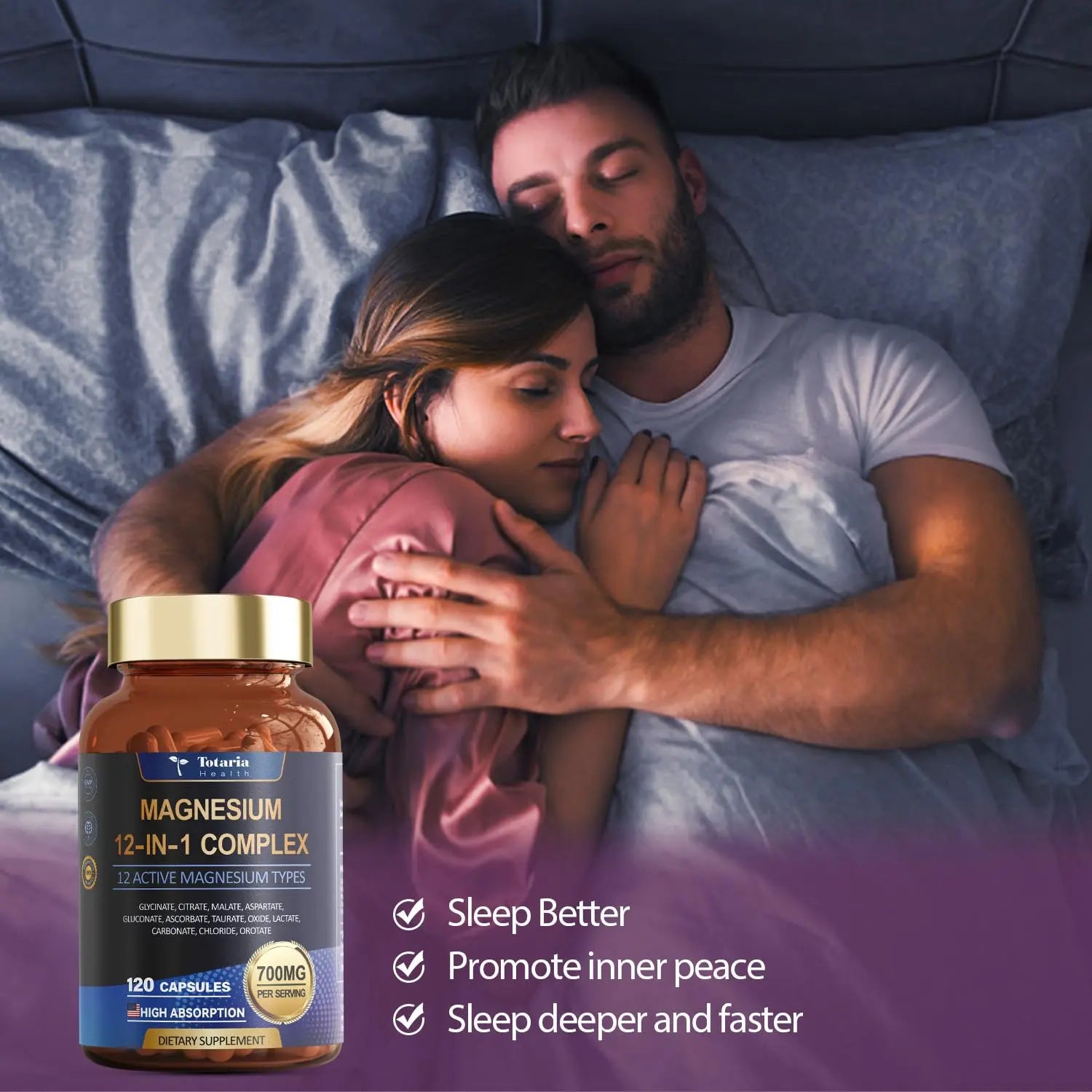 Magnesium Complex 700mg 12 in 1 Magnesium Supplement with Glycinate Citrate Malate Oxide Taurate Aspartate Orotate Magnesium Relaxation,Muscle,Heart Support, Vegan 120 Capsules 2PK Totaria buy supplements Au