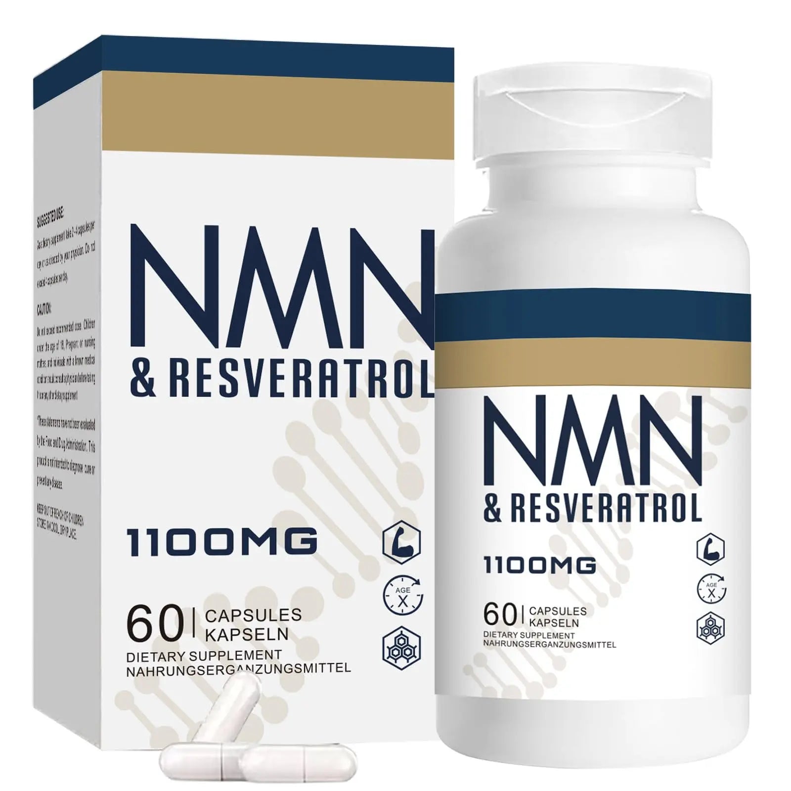 Jeaderly 1100mg NMN & Trans-Resveratrol, 3-in-1 Supplement, 60 Veggie Capsules – Supports NAD+ Boost*, Cellular Energy, Immune Function, Muscle Health & Anti-Aging, 30-Day Supply JeaderlyBuy Supplements Australia