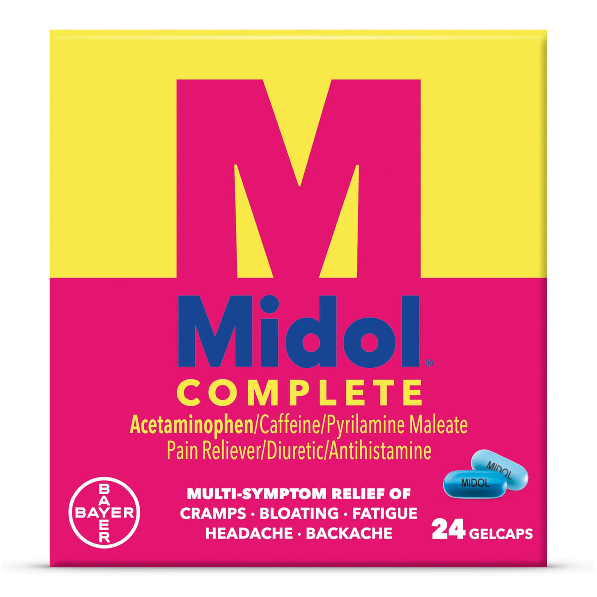 Midol Complete Gelcaps 24ct: Midol Complete Menstrual Pain Relief Gelcaps with Acetaminophen for Menstrual Symptom, PMS Relief, and Period Cramp Relief - 24 Count MidolBuy Supplements Australia