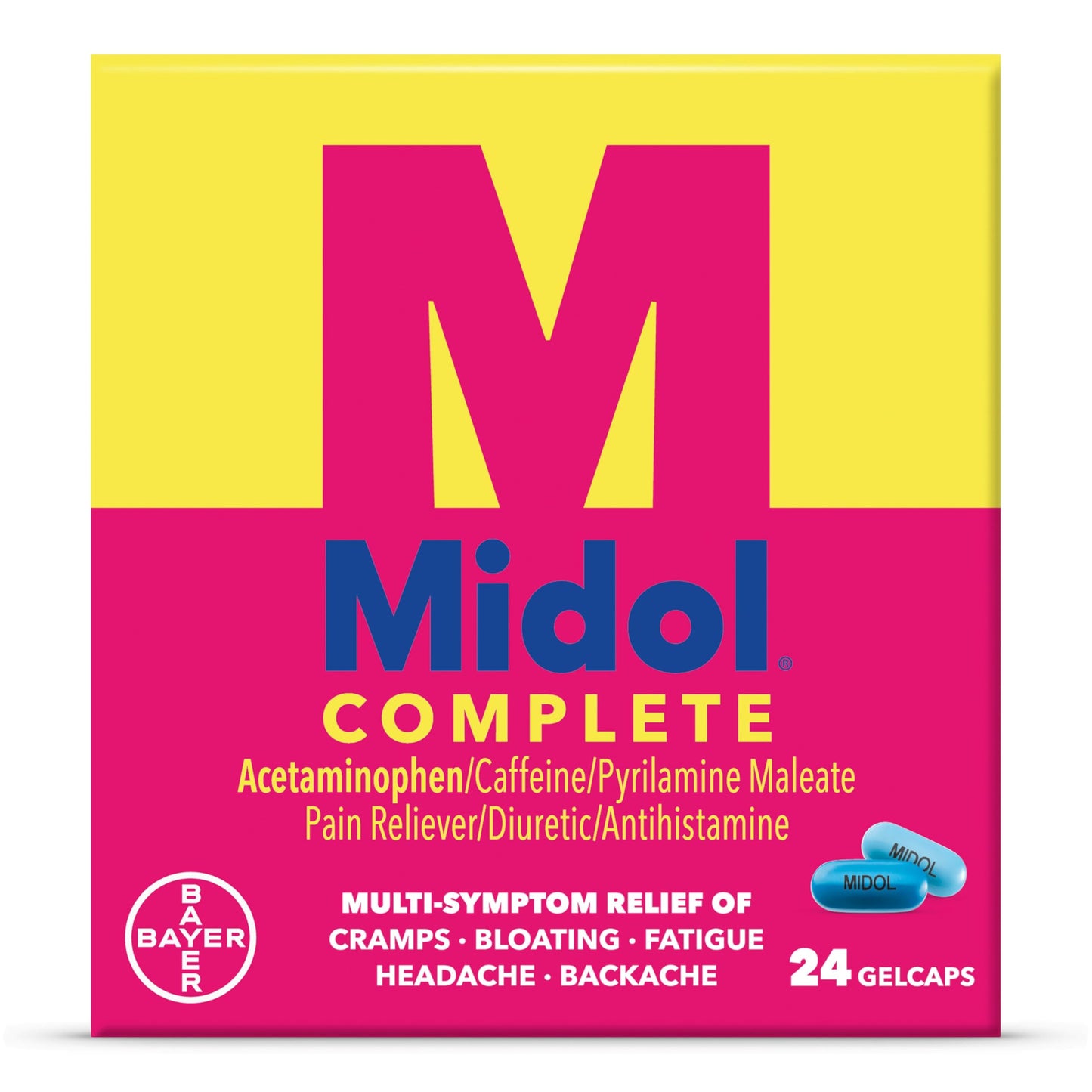 Midol Complete Gelcaps 24ct: Midol Complete Menstrual Pain Relief Gelcaps with Acetaminophen for Menstrual Symptom, PMS Relief, and Period Cramp Relief - 24 Count MidolBuy Supplements Australia