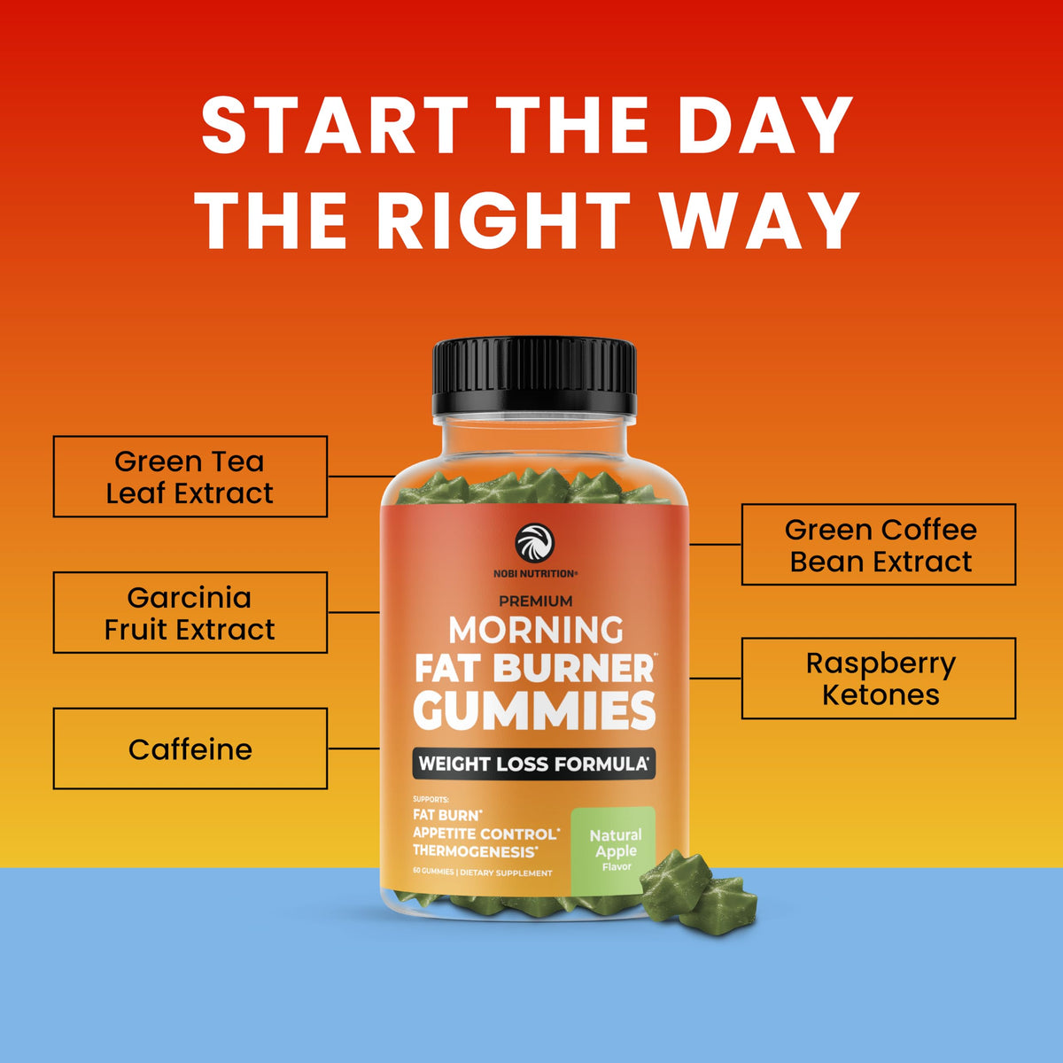Morning Fat Burner Gummies for Weight Loss for Women & Men | Thermogenic Belly Nobi NutritionBuy Supplements Australia