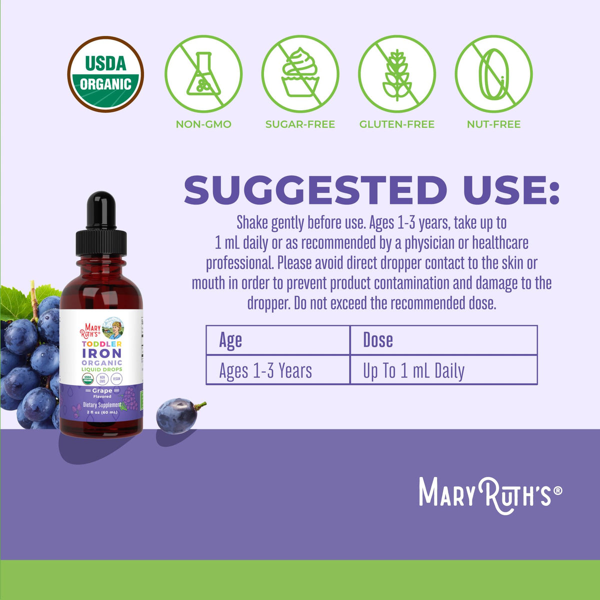 MaryRuth's Iron Supplement for Toddlers | Liquid Iron Supplement for Children Ages 1-3 | Iron Supplement for Iron Deficiency | Ferrochel | Sugar Free | Vegan | Non-GMO | Gluten Free | 2 Fl Oz MARYRUTH'SBuy Supplements Australia