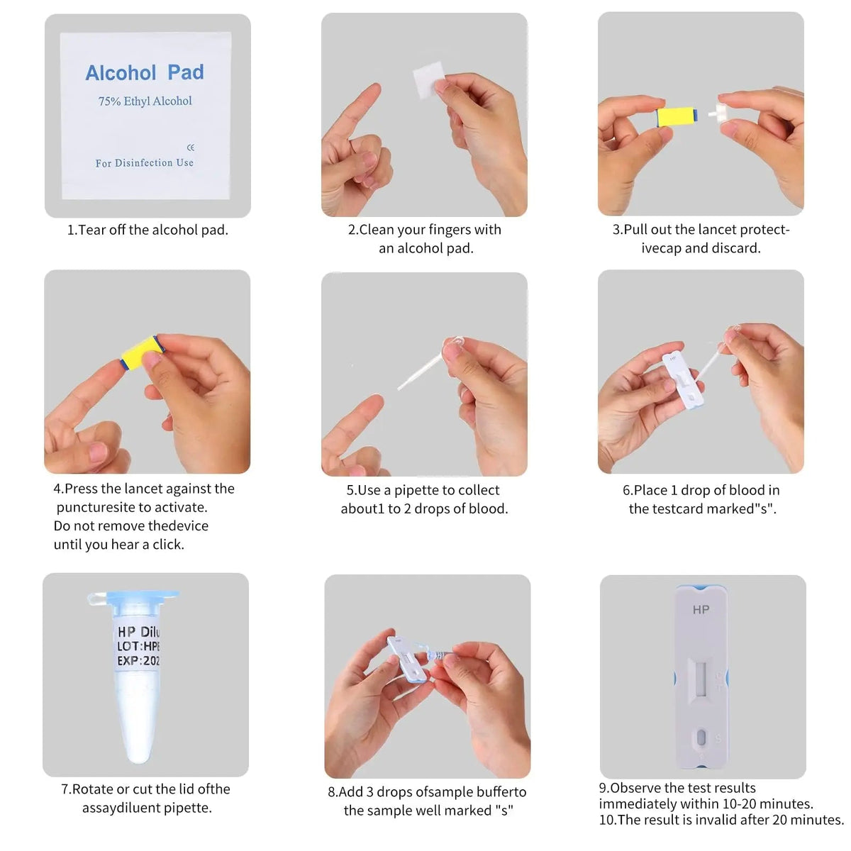 H. Pylori，Helicobacter Pylori Detection 2 Test kit, 10-15 Minutes of Quick Home Testing, The Result is Highly Accurate, Easy to use and Read EvuioasBuy Supplements Australia