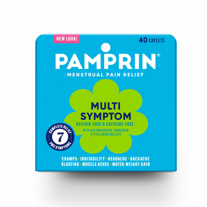 Pamprin Multi-Symptom Formula, with Acetaminophen, Menstrual Period Symptoms Relief including Cramps, Pain, Bloating, and Irritability 40 Caplets PamprinBuy Supplements Australia