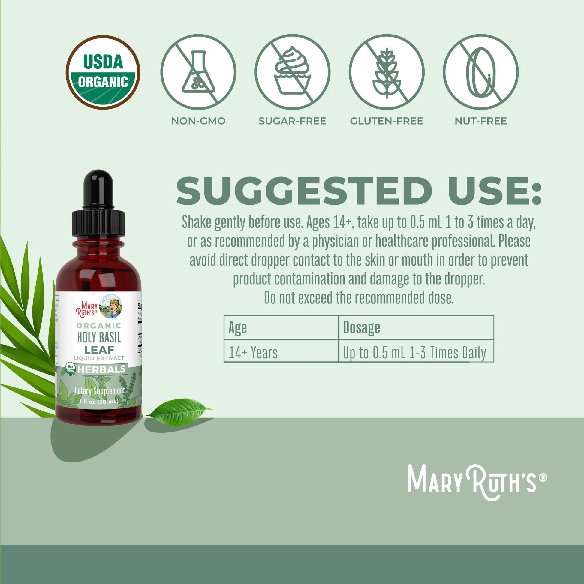 MaryRuth Organics Holy Basil Sugar Free | Tulsi Holy Basil Herbal Liquid Drops | Antioxidant | Cognitive Function | Digestive Support | Energy Levels | Vegan | Non-GMO | 1 Fl Oz MARYRUTH'SBuy Supplements Australia