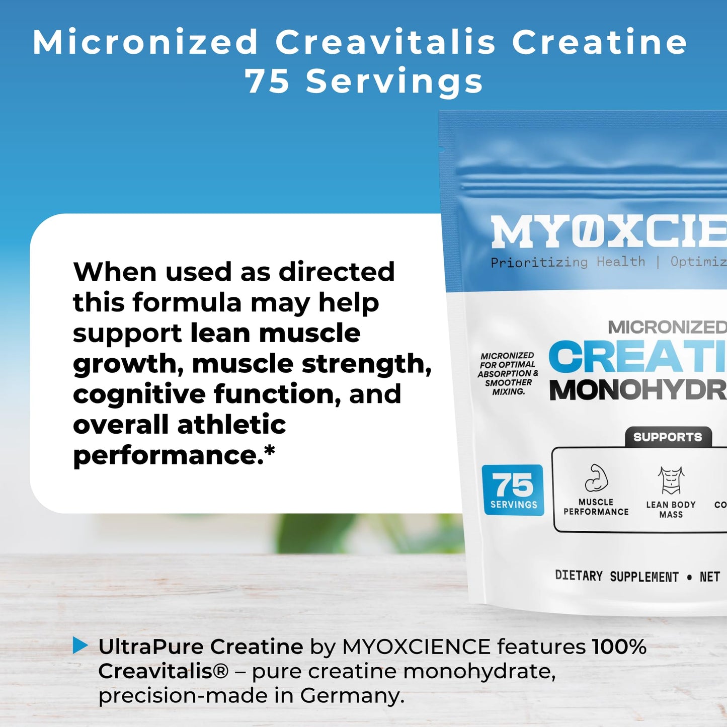 MYOXCIENCE Micronized Creavitalis Creatine | The World’s Purest Micronized Form of Creatine Monohydrate | Supports Muscle Performance