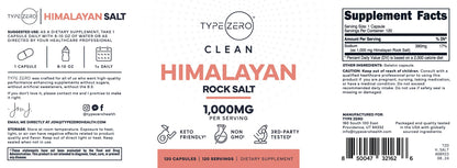 Type Zero Himalayan Rock Salt Capsules (120 Capsules) (1000mg per Serving) Type ZeroBuy Supplements Australia