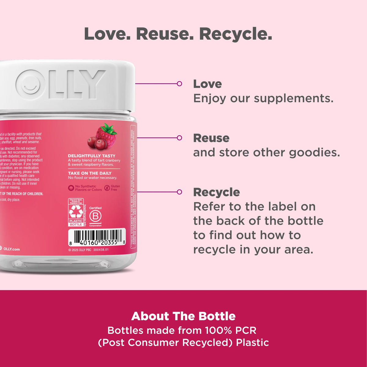 OLLY Period Hero Gummies, PMS Support Supplement,* Chasteberry, Vitamin B6, Calcium, Cran-Raspberry Flavor, 30 Day Supply - 60 Count OLLYBuy Supplements Australia