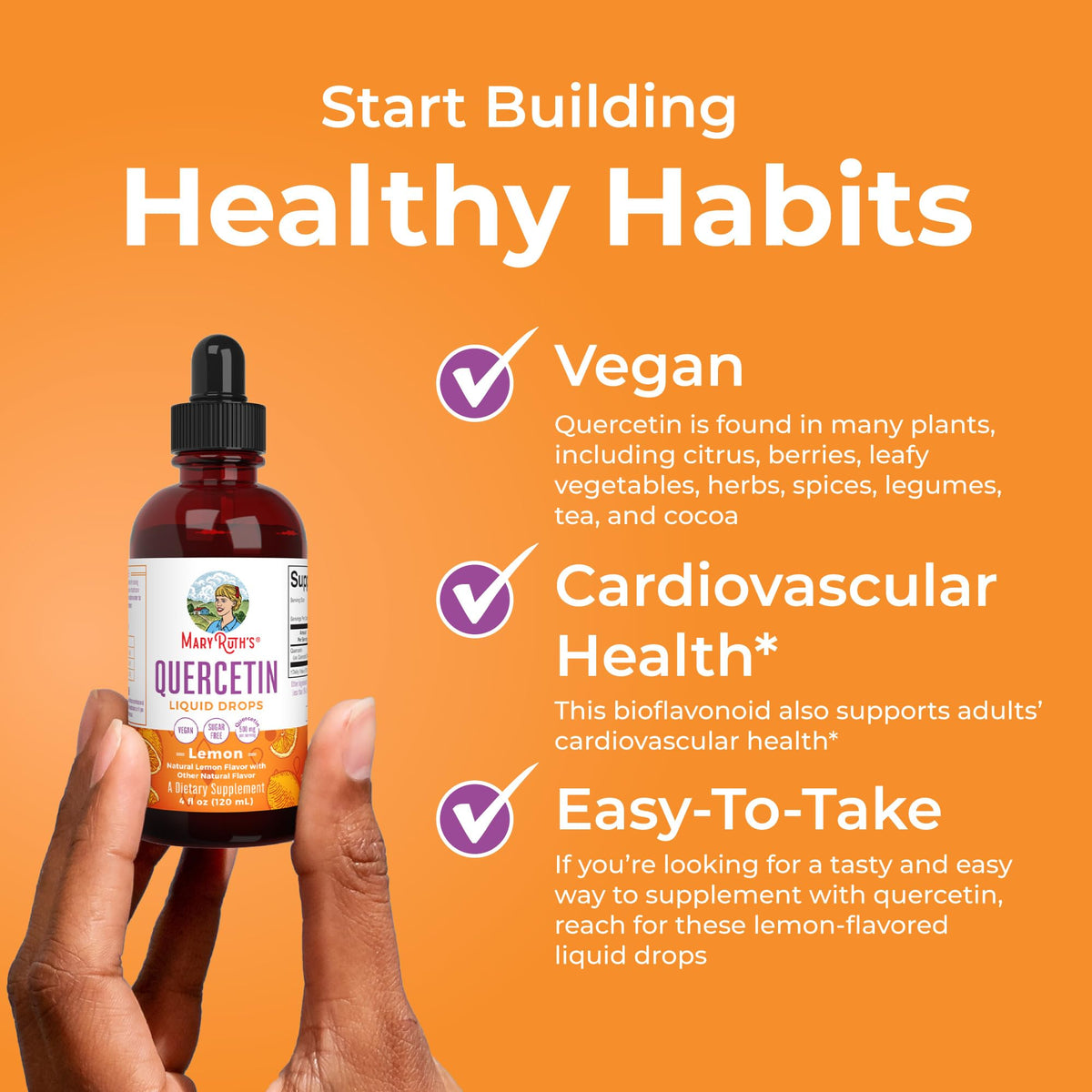 MaryRuth Organics Quercetin Liquid Drops | Sugar Free | 500mg for Adults 18 & Over | Cardiovascular Health for Adults | Bioflavonoid | Vegan | Non-GMO | Gluten Free | 4 Fl Oz MARYRUTH'SBuy Supplements Australia
