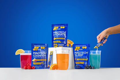 MagTech Magnesium Hydrate Packets - Sugar Free Hydration Powder - Magtein Magnesium L-Threonate, Glycinate & Taurate - 200mg Chelated Triple Complex - Supports Hydration & Brain Health* - 14 Servings NATURAL STACKSBuy Supplements Australia