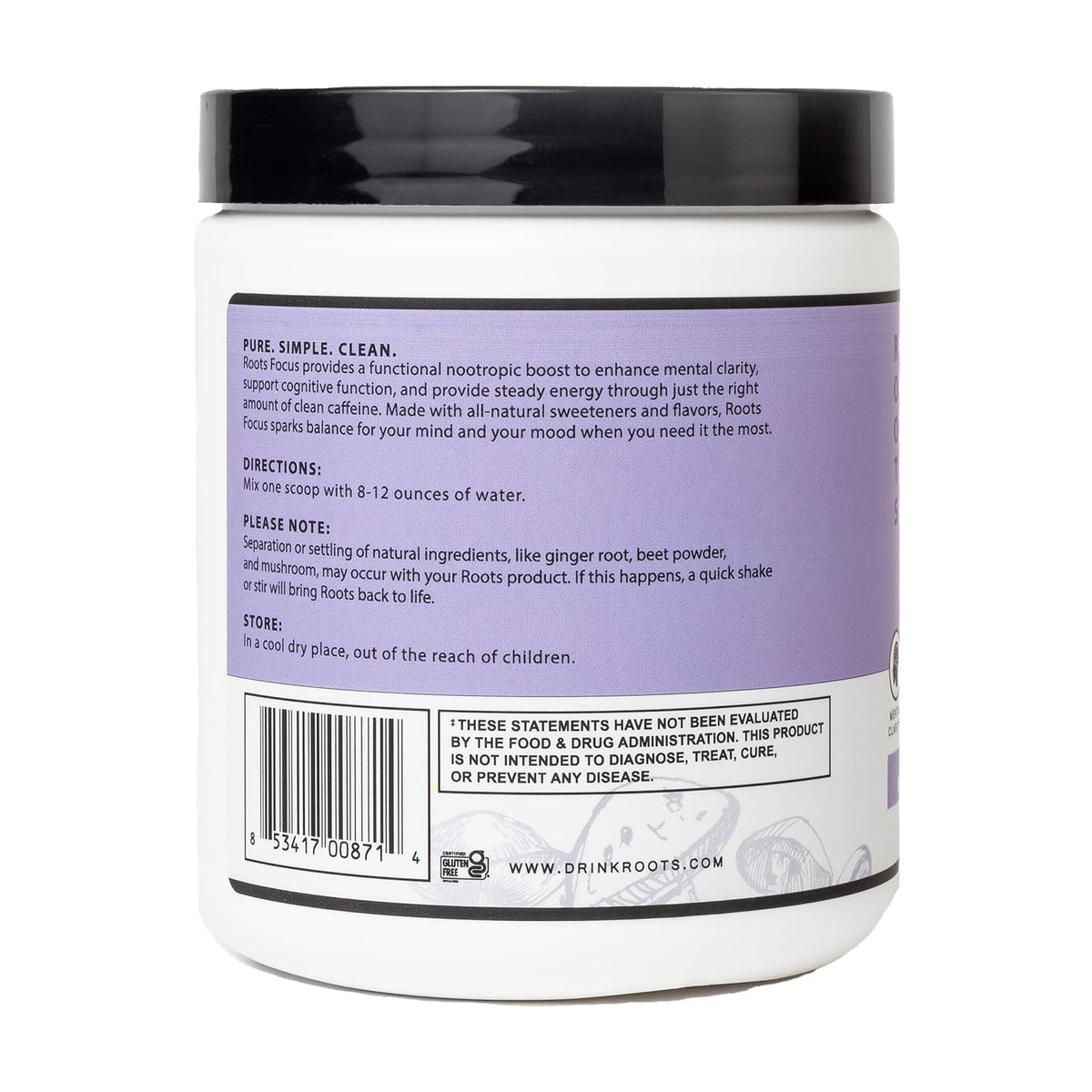 Roots Focus Brain Supplement - Nootropic Mushroom Supplement Powder for Memory, Focus, Energy - Lion's Mane, Cordyceps, Reishi Mushrooms with Caffeine - Blackberry Lemonade, 11.6oz Tub (50 Servings) Silver Star NutritionBuy Supplements Australia