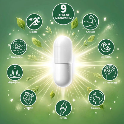 Magnesium Supplement with 9 Forms of High Absorption Magnesium Glycinate, L-threonate, Citrate, Malate and More for Muscle, Brain Support, Non-GMO, Gluten & Soy Free, 60 Capsules Simlike buy supplements Au