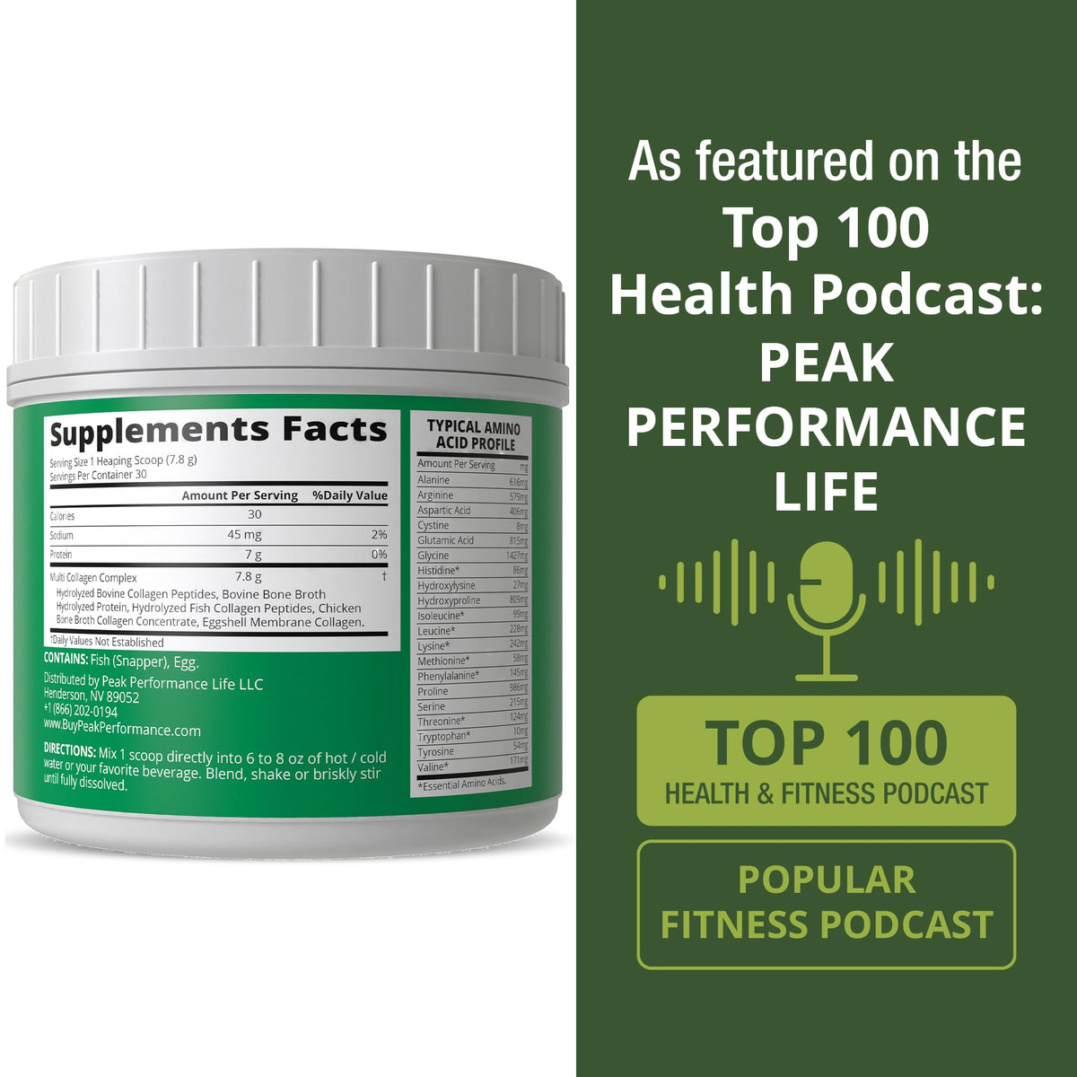 Peak Performance All 5 Multi-Collagen Protein Powder Peptides Multi-Collagen Contains All Types I, II, III,V, X. Keto, Paleo Friendly with Hydrolyzed Bovine, Marine, Chicken, Bone Broth Collagens Peak PerformanceBuy Supplements Australia