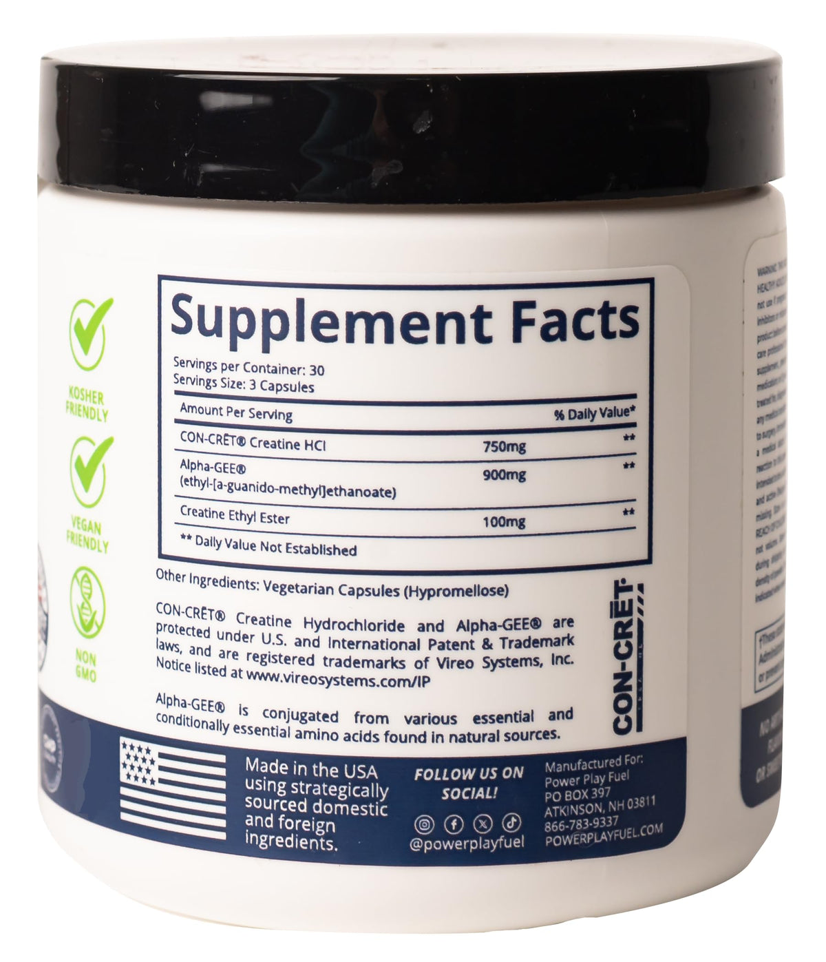 CREATINE HCl + Recovery Capsules for Men and Women, Muscle & Brain Health, Cognitive Function, Immune Support - 90 Vegetable Capsules POWER PLAY FUELBuy Supplements Australia