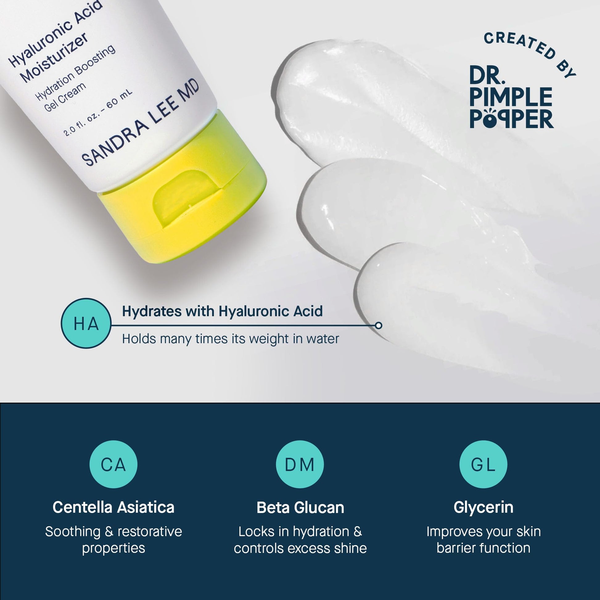SLMD by Dr. Pimple Popper | Hyaluronic Acid Face Moisturizer 2.0 fl. oz. Hyaluronic Acid Moisturizer Cream for Face, Lightweight, Oil-Free Hydration for All Skin Types, Smooths & Soothes. SLMD buy supplements Au