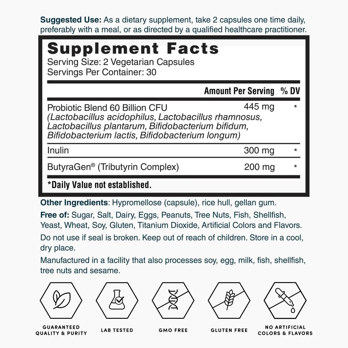 Nature's Lab Gold ProTotal - 60 Billion CFU Probiotic, Prebiotic, Postbiotic, Synbiotic - with Butyragen (Direct Butyrate Generator) 60 Ct Nature's LabBuy Supplements Australia