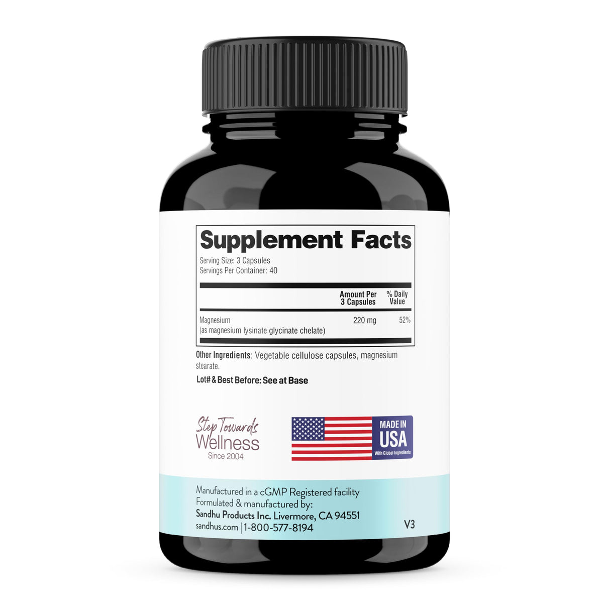 Sandhu's Magnesium Glycinate Lysinate | 120 Easy to Swallow Chelated Vegan Capsules | Magnesium Lysine Chelate Supplement for High Absorption | for Best Sleep, Leg Cramps, Relaxation Sandhu'sBuy Supplements Australia