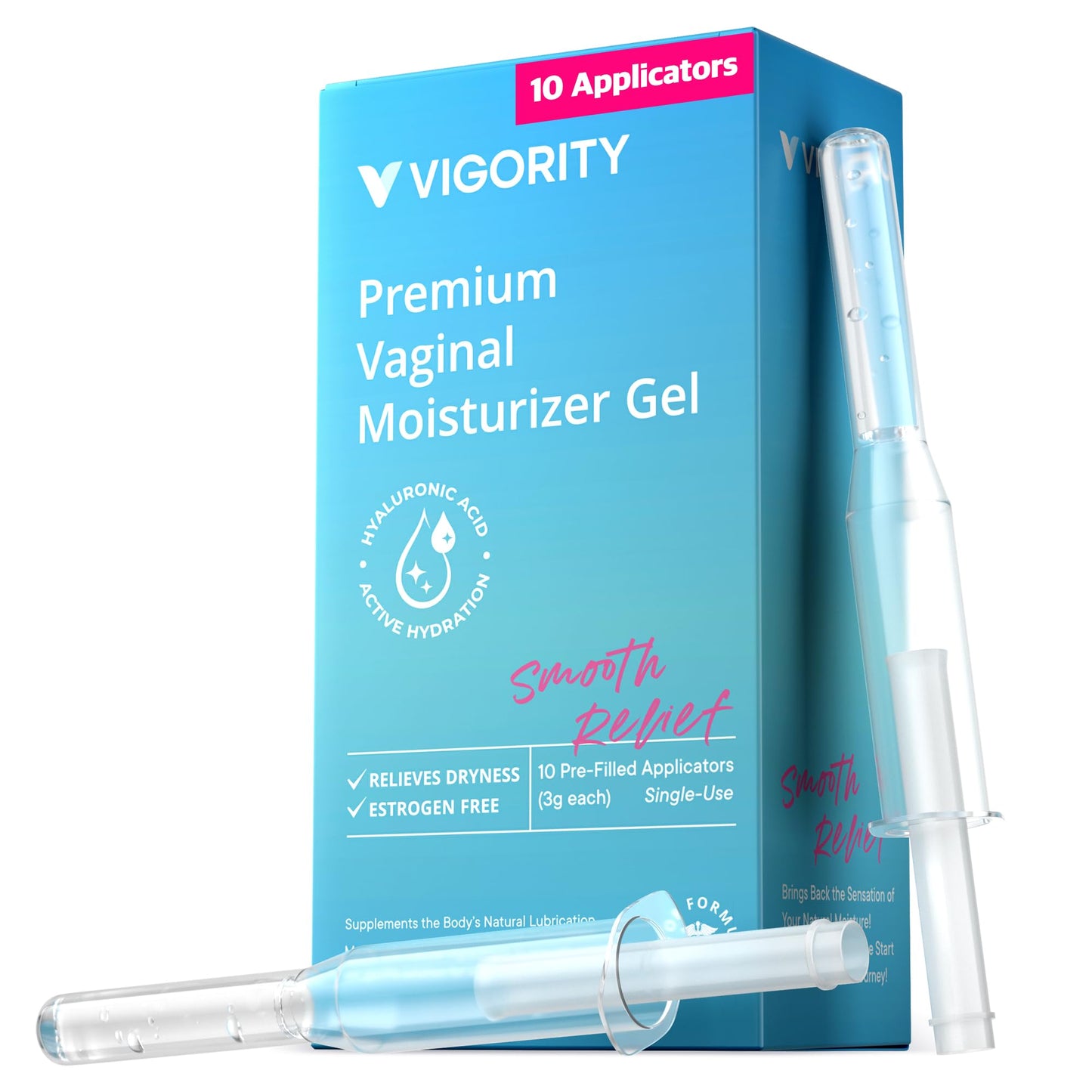 Vigority Vaginal Moisturizer Gel: Long Lasting Relief for Vaginal Dryness, Irritation & Intimate Discomfort with Hyaluronic Acid & Vitamin E – Hormone-Free Feminine Care – 10 Pre-Filled Applicators VigorityBuy Supplements Australia