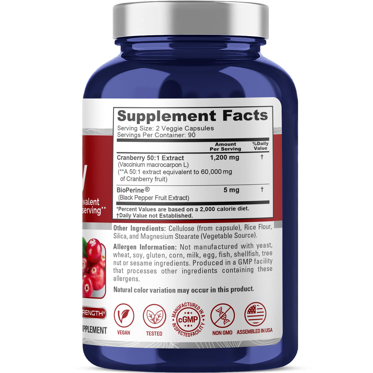 NusaPure Cranberry 60,000 mg 180 Veg Caps (Bioperine, Non-GMO, Vegan) NusaPureBuy Supplements Australia