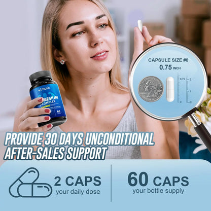 Magnesium 7 Complex Supplement Advanced with 7 Forms of Magnesium (Glycinate, Malate, Chelate, Aspartate, Orotate, Taurine, Citrate), Zinc, Vitamin D3 & Vitamin B6 VIYOUTH canada supplements