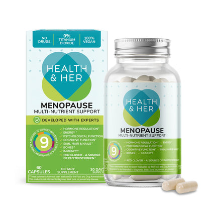 Health & Her Menopause Supplements for Women - Multi-Nutrient Support, Menopause Vitamins for Energy, Bones, Muscles, Skin & Hair, Vegan, Gluten-Free, Non GMO (60ct - 1 Month) Health and HerBuy Supplements Australia