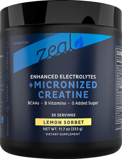 Zeal Naturals Creatine with Electrolytes & Brain Health Nootropics - 30 Servings | Women's Support for Energy, Strength, Focus, & Hydration with B Vitamins | Lemon Sorbet | Zero Sugar No Bloat Formula Zeal NaturalsBuy Supplements Australia