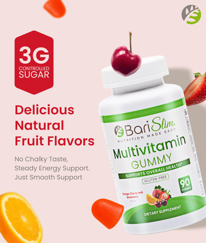 BariSlim Bariatric Chewable Multivitamin Gummies - Specially Formulated Gummy Vitamin for Patients After Weight Loss Surgery - Easy to Digest & Great Tasting Fruit Flavors | 90 Fruit Chews BariSlim buy supplements Au