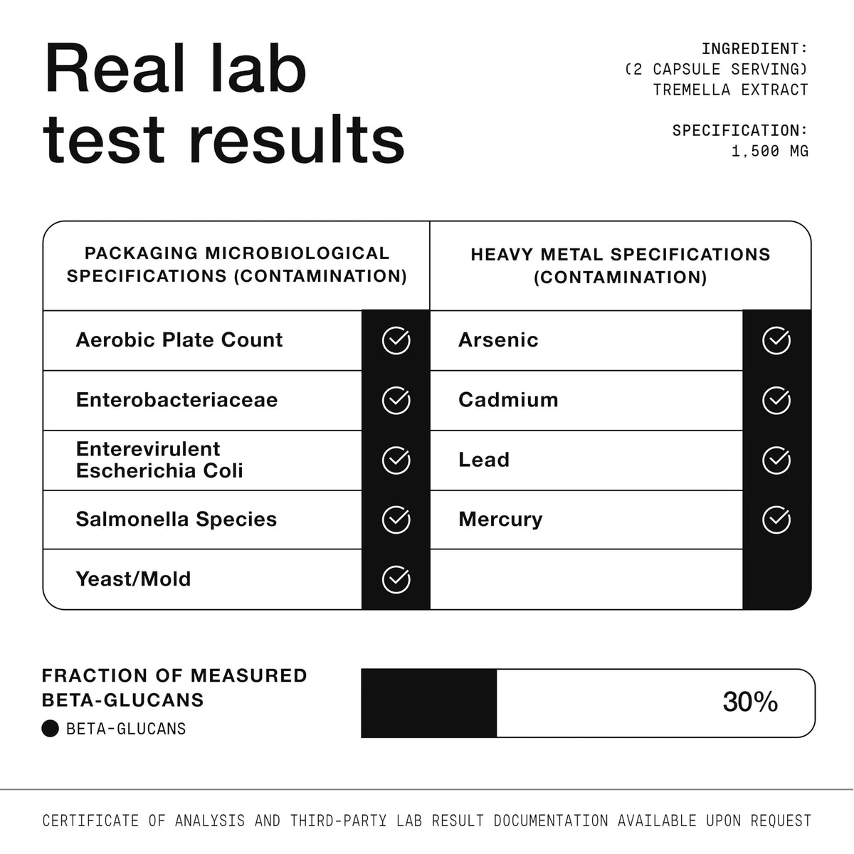 Tremella Mushroom Ultra High Potency 15:1 Extract with 30% Beta Glucans - Pure & Concentrated Formula - Third-Party Lab Tested for Purity & Quality - 120 Capsules Toniiq buy supplements Au