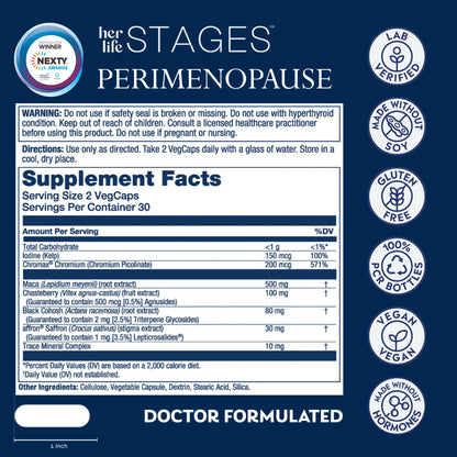 SOLARAY Perimenopause her Life Stages - Perimenopause Supplements Women - Hot Flashes, Menopause Support - Saffron and Chasteberry - Made Without Hormones - 60-Day Guarantee - 30 Servings, 60 VegCaps SOLARAYBuy Supplements Australia