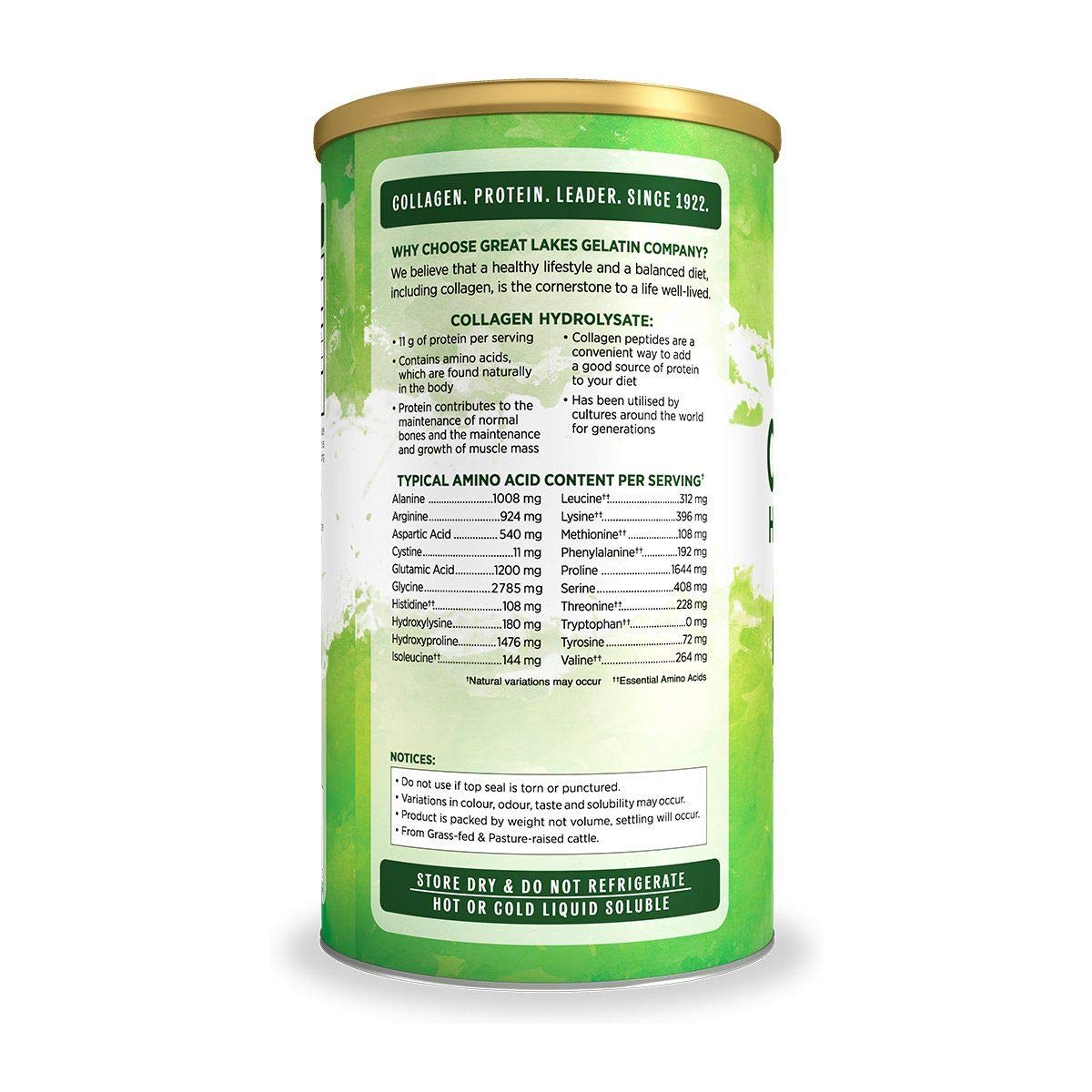 Great Lakes Gelatin Collagen Hydrolysate, Grass-Fed Bovine Hydrolysed Collagen Peptides Protein Great Lakes GelatinBuy Supplements Australia