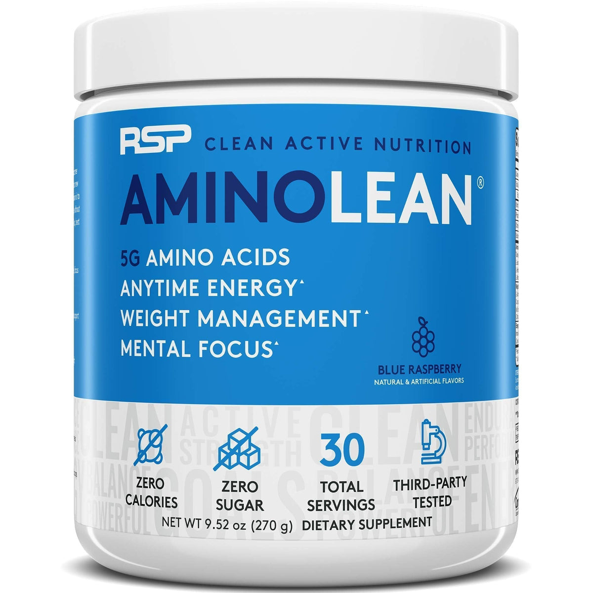 RSP NUTRITION AminoLean Pre Workout Energy (Blue Raspberry 30 Servings) with TrueFit Protein Powder (Vanilla 2 LB)