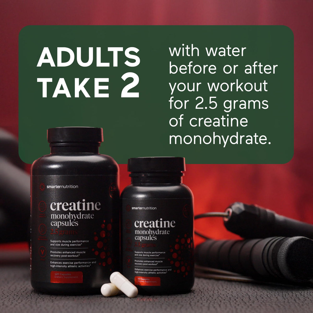 SMARTERNUTRITION Creatine Monohydrate Pills with 2500mg (2.5g) Per Serving, Vegan Capsules - Pre & Post Workout Recovery Support, Promotes Muscle Mass &. Endurance - 60 Count[30-Day Supply] SMARTERNUTRITIONBuy Supplements Australia