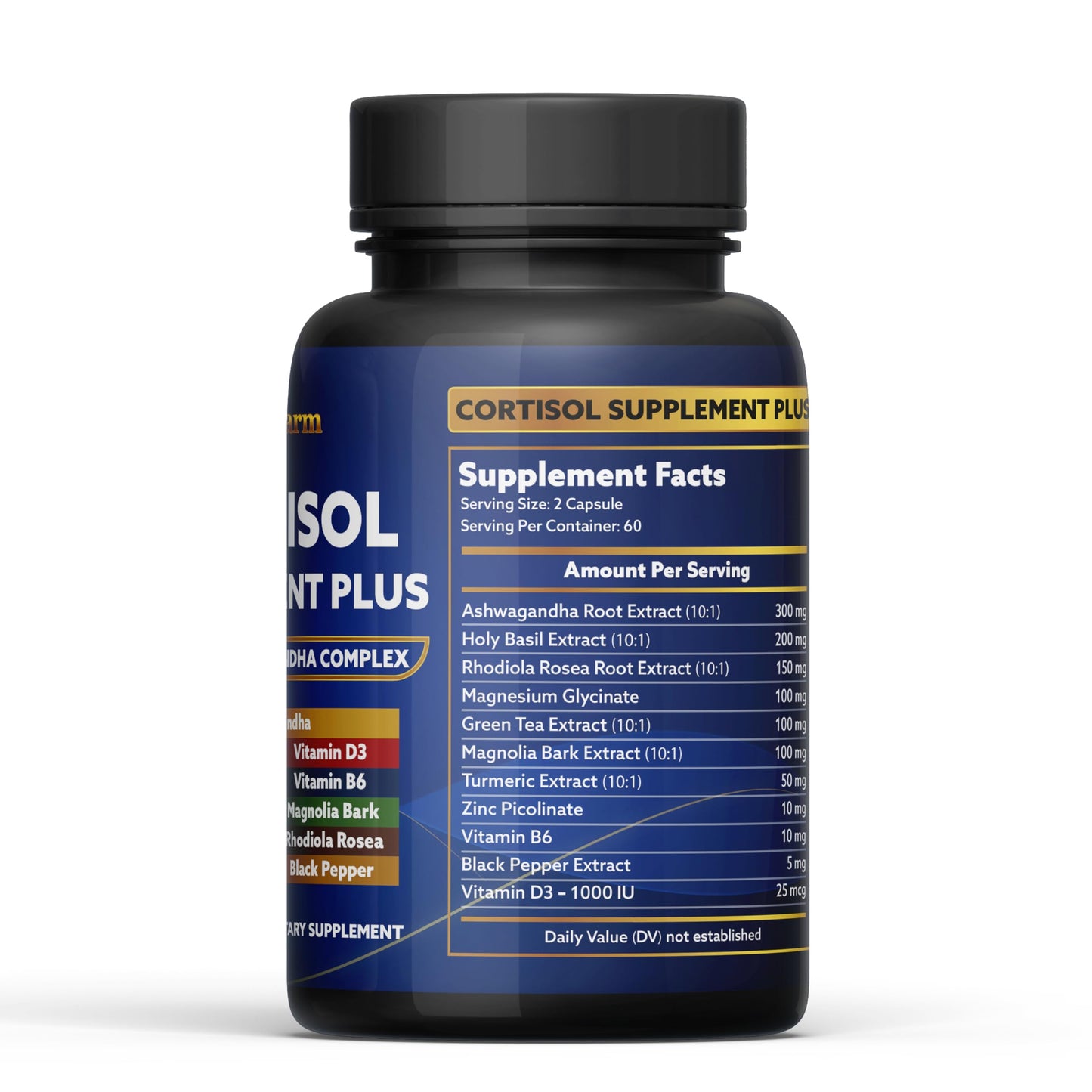 laslafarm 11in1 Cortisol Plus Supplement, 11in1 Ashwagandha and Natural Herbal Complex Vitamin Blend for Daily Mood, Focus and Sleep, Suitable for Women and Men 60 Capsules laslafarmBuy Supplements Australia